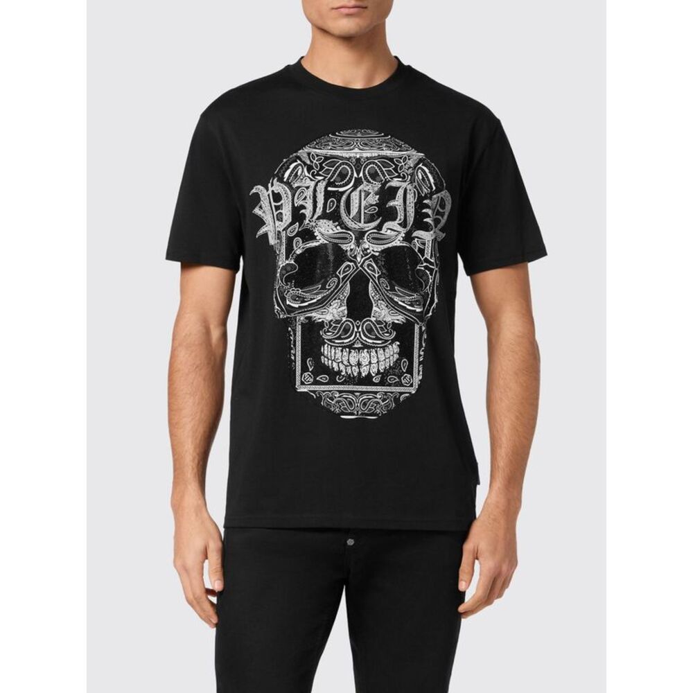 Philipp Plein Men Philipp Plein Skull Print Cotton T-Shirt With Rhinestones